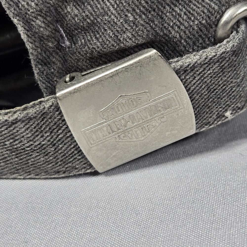 Harley Davidson Hat Gray Strapback Cap Motorcycle Embroidered Distressed Biker - Picture 5 of 8